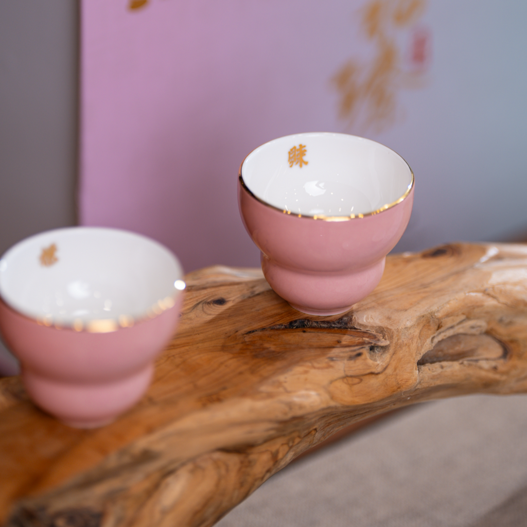 吉祥葫蘆茶具套裝（兩人份）：茶壺、茶杯、擺飾和杯墊