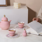 吉祥葫蘆茶具套裝（兩人份）：茶壺、茶杯、擺飾和杯墊