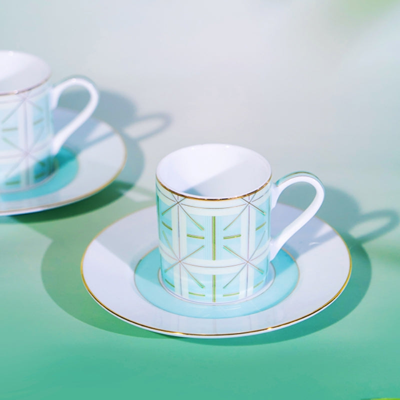 竹製輕語咖啡壺和咖啡杯碟套裝（2個）