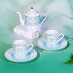 竹製輕語咖啡壺和咖啡杯碟套裝（2個）