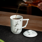 Noble Bamboo Qingbai Porcelain Mug with Lid, 8.79 fl.oz. 260mL