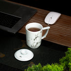 Noble Bamboo Qingbai Porcelain Mug with Lid, 8.79 fl.oz. 260mL