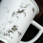 Noble Bamboo Qingbai Porcelain Mug with Lid, 8.79 fl.oz. 260mL