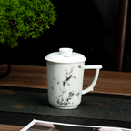 Noble Bamboo Qingbai Porcelain Mug with Lid, 8.79 fl.oz. 260mL