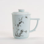 Noble Bamboo Qingbai Porcelain Mug with Lid, 8.79 fl.oz. 260mL