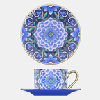 花園時光咖啡杯碟套裝，骨瓷，9.47 液體盎司（280 毫升） 