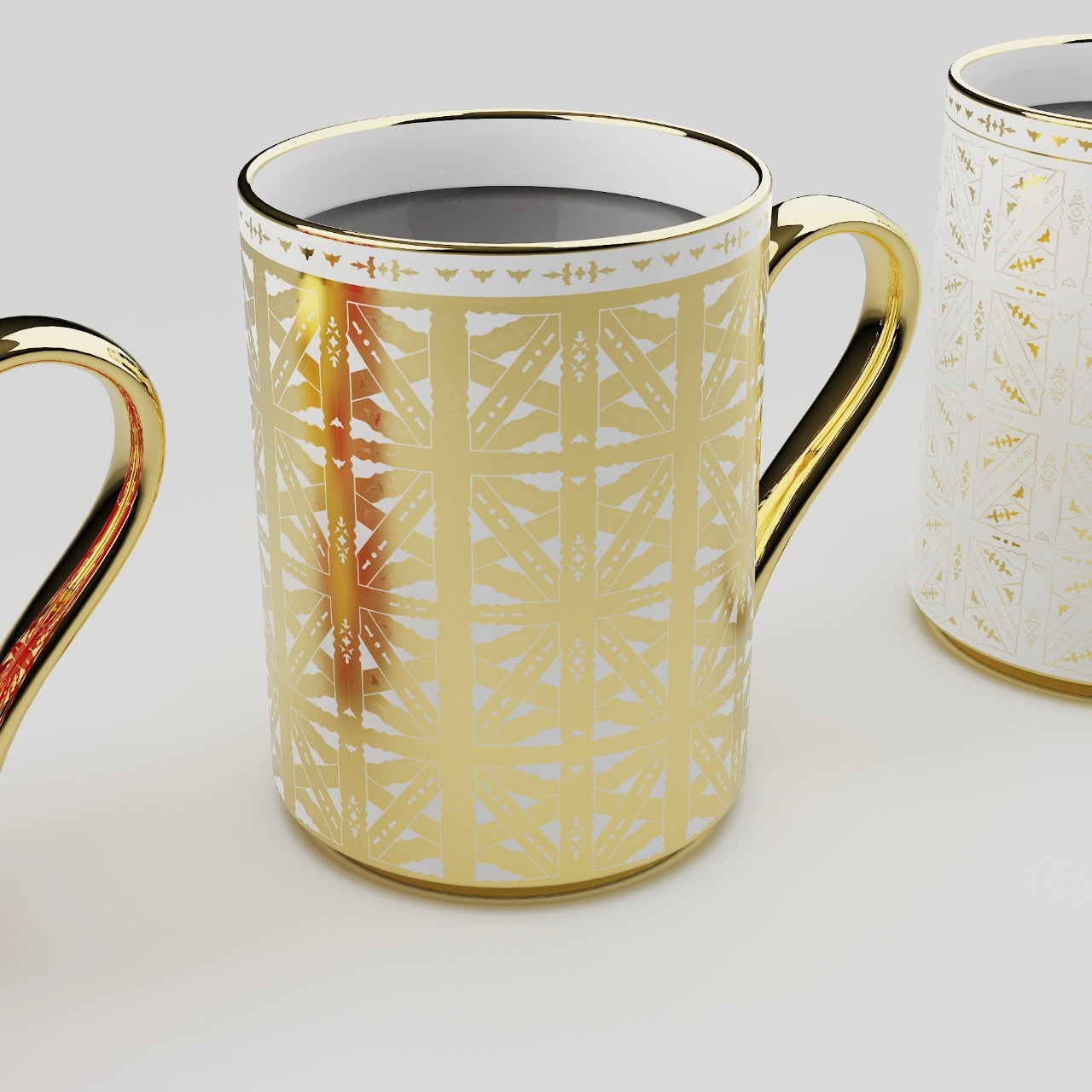 崇福寺風格：格紋馬克杯 12.85 液體盎司（380毫升）