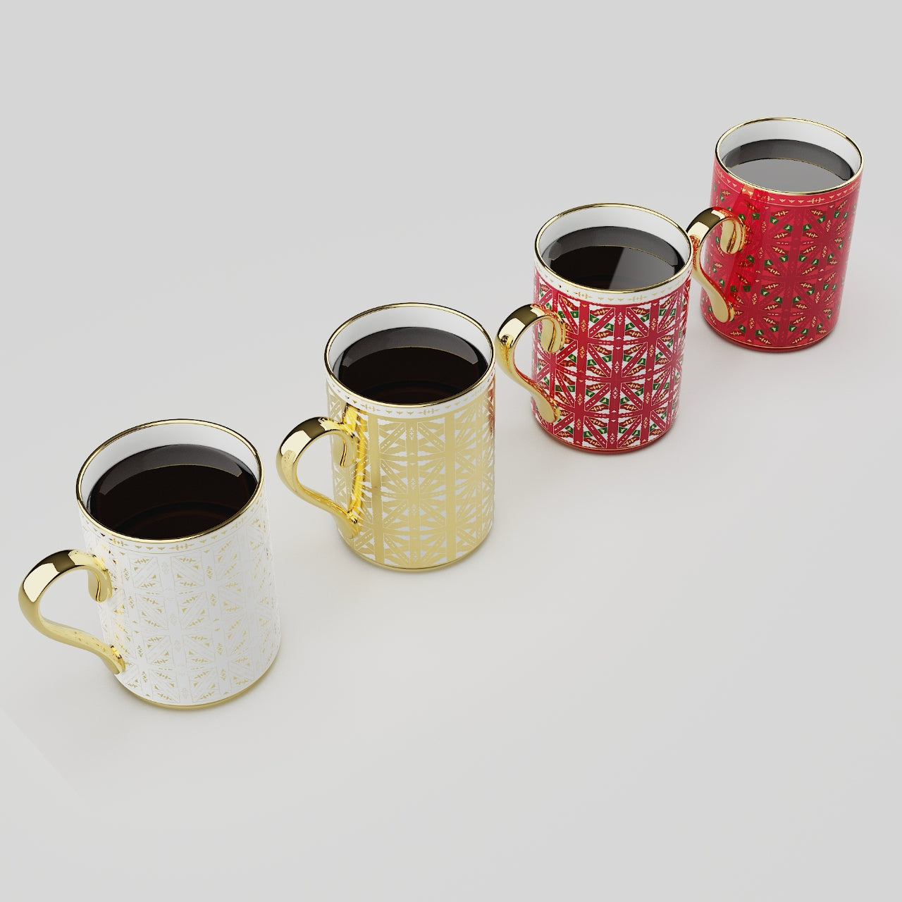 崇福寺風格：格紋馬克杯 12.85 液體盎司（380毫升）