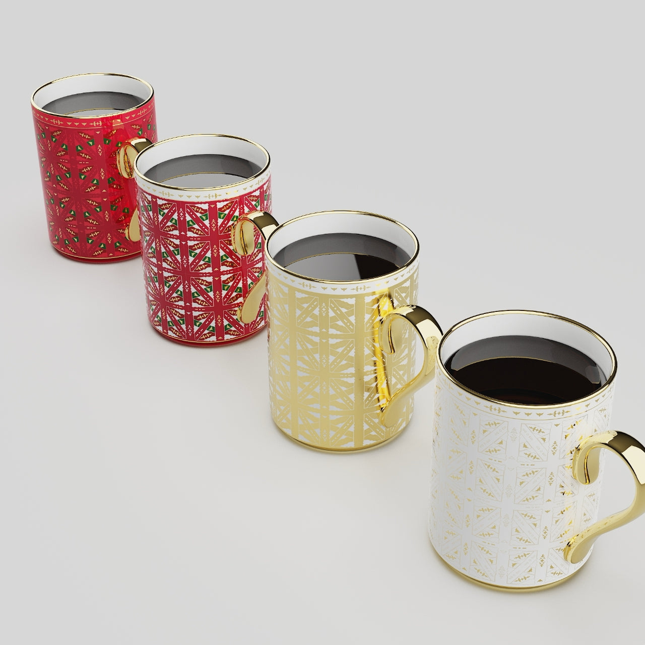 崇福寺風格：格紋馬克杯 12.85 液體盎司（380毫升）