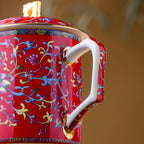 紅色琺瑯彩繪帝王龍紋馬克杯，有蓋，容量 550 毫升（18.60 液體盎司） 