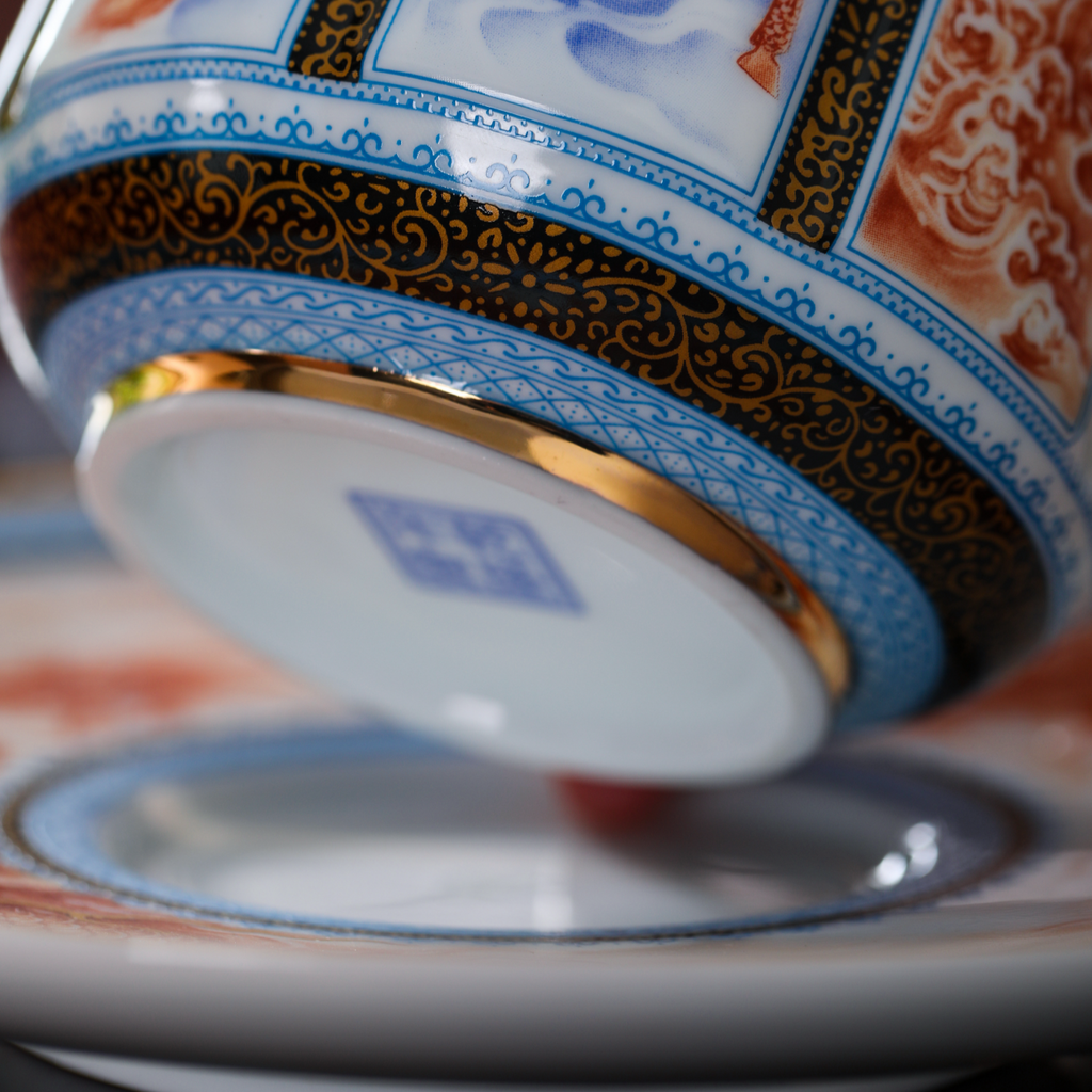 九龍紋三件組浮雕琺瑯杯，20.97 液體盎司/620毫升