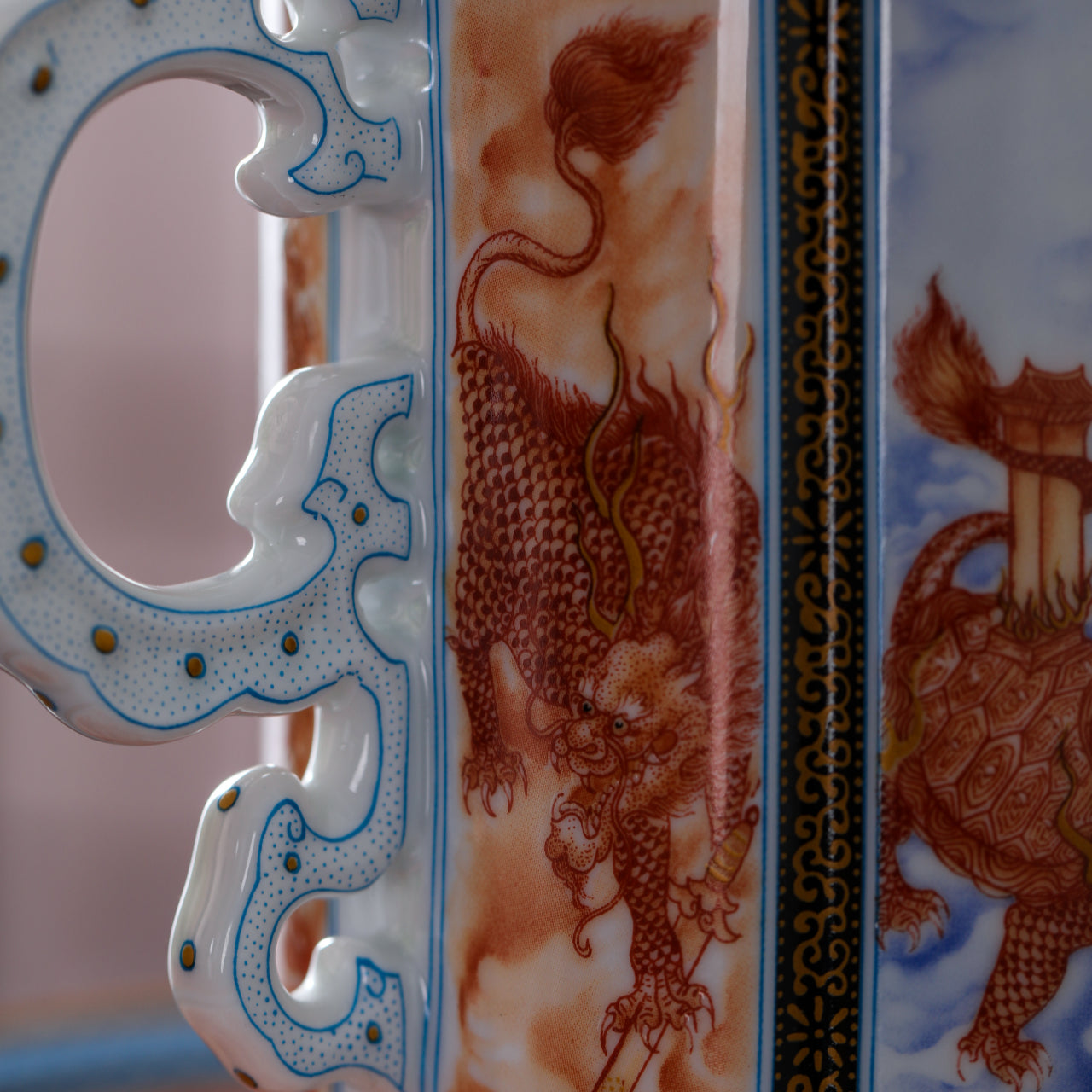 九龍紋三件組浮雕琺瑯杯，20.97 液體盎司/620毫升