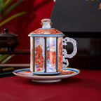 九龍紋三件組浮雕琺瑯杯，20.97 液體盎司/620毫升