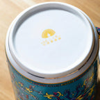 皇家藍琺瑯彩龍紋馬克杯，帶蓋，18.60 液體盎司/550毫升