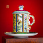 Imperial Qiankun 3-Piece Relief Enamel Mug Set,20.97 fl.oz.620ml