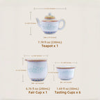 Imperial Yellow Enamel Rice-Pattern Tea Set, Fine White Porcelain, 8-Piece Set