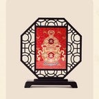 Peace and Auspiciousness Porcelain Painting Display Set, Featuring 10g Silver Plaque