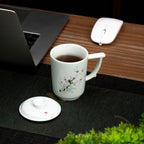 Ethereal Flora Qingbai Porcelain Mug with Lid, 8.79 fl.oz. 260mL