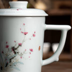 Ethereal Flora Qingbai Porcelain Mug with Lid, 8.79 fl.oz. 260mL