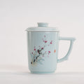 Ethereal Flora Qingbai Porcelain Mug with Lid, 8.79 fl.oz. 260mL