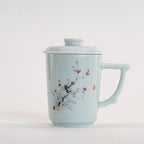 Ethereal Flora Qingbai Porcelain Mug with Lid, 8.79 fl.oz. 260mL