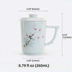 Ethereal Flora Qingbai Porcelain Mug with Lid, 8.79 fl.oz. 260mL