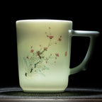 Ethereal Flora Qingbai Porcelain Mug with Lid, 8.79 fl.oz. 260mL