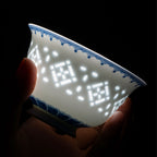 Pure Elegance Blue and White Rice-Pattern Palace Cup, 5.41 fl.oz. 160mL