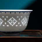 Pure Elegance Blue and White Rice-Pattern Palace Cup, 5.41 fl.oz. 160mL