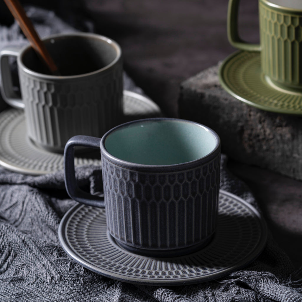 羅馬假日咖啡杯碟套裝，陶器，7.78 液盎司（230毫升）