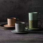 羅馬假日咖啡杯碟套裝，陶器，7.78 液盎司（230毫升）