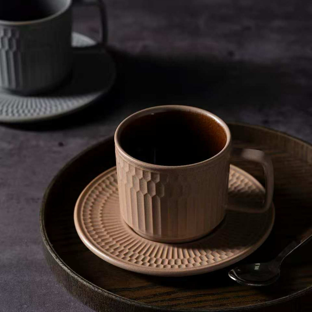 羅馬假日咖啡杯碟套裝，陶器，7.78 液盎司（230毫升）