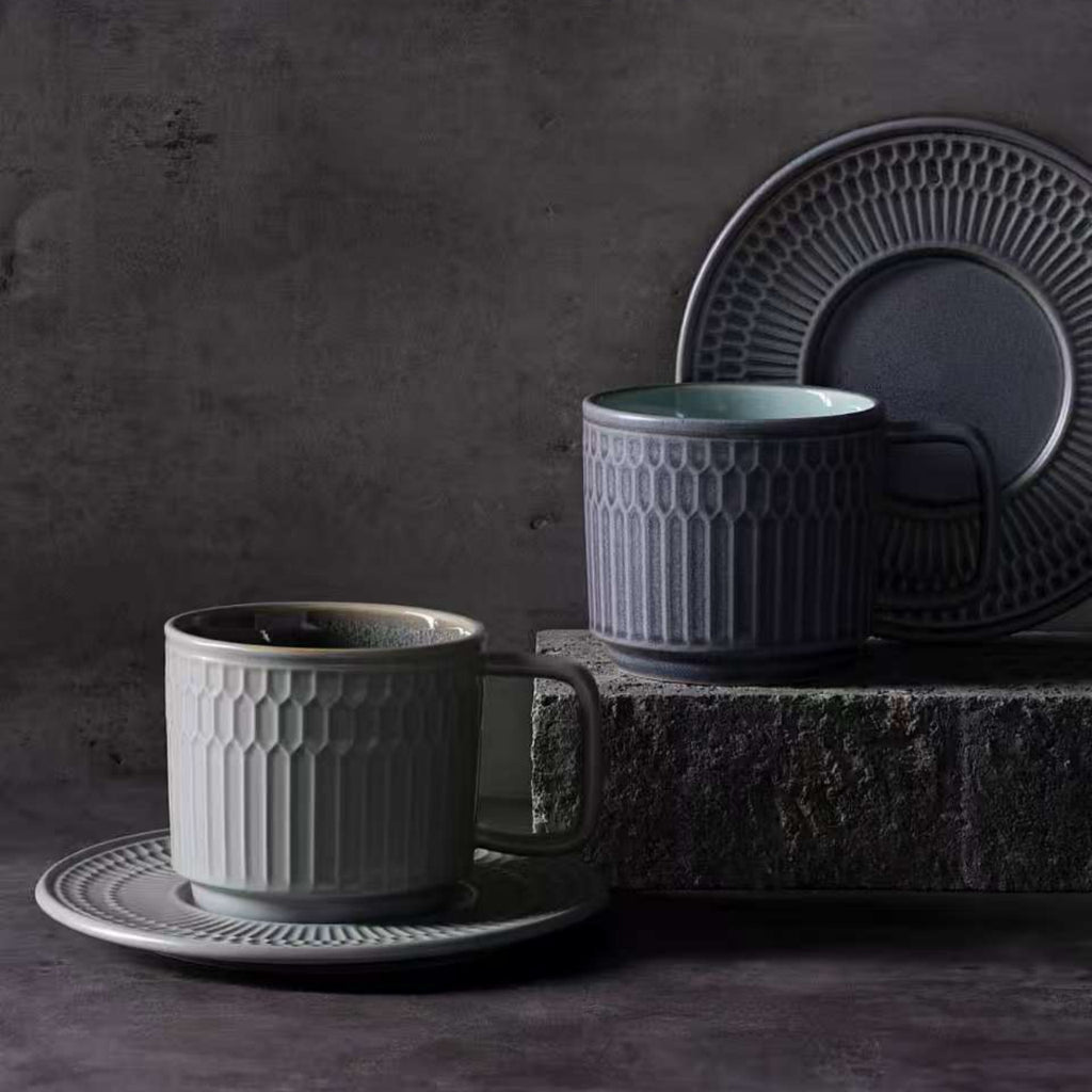 羅馬假日咖啡杯碟套裝，陶器，7.78 液盎司（230毫升）