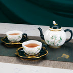 Spring Radiance Golden Sprig, Bone China Teapot and Teacup Saucer Set of 2