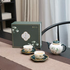 Spring Radiance Golden Sprig, Bone China Teapot and Teacup Saucer Set of 2