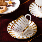 向日葵骨瓷杯碟套裝，6.76 液盎司（200毫升） 