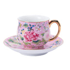 Spring Garden in Pink | Painted Enamel Coffee Cup & Saucer, Grace/Classic Cups