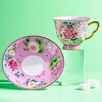Spring Garden in Pink | Painted Enamel Coffee Cup & Saucer, Grace/Classic Cups