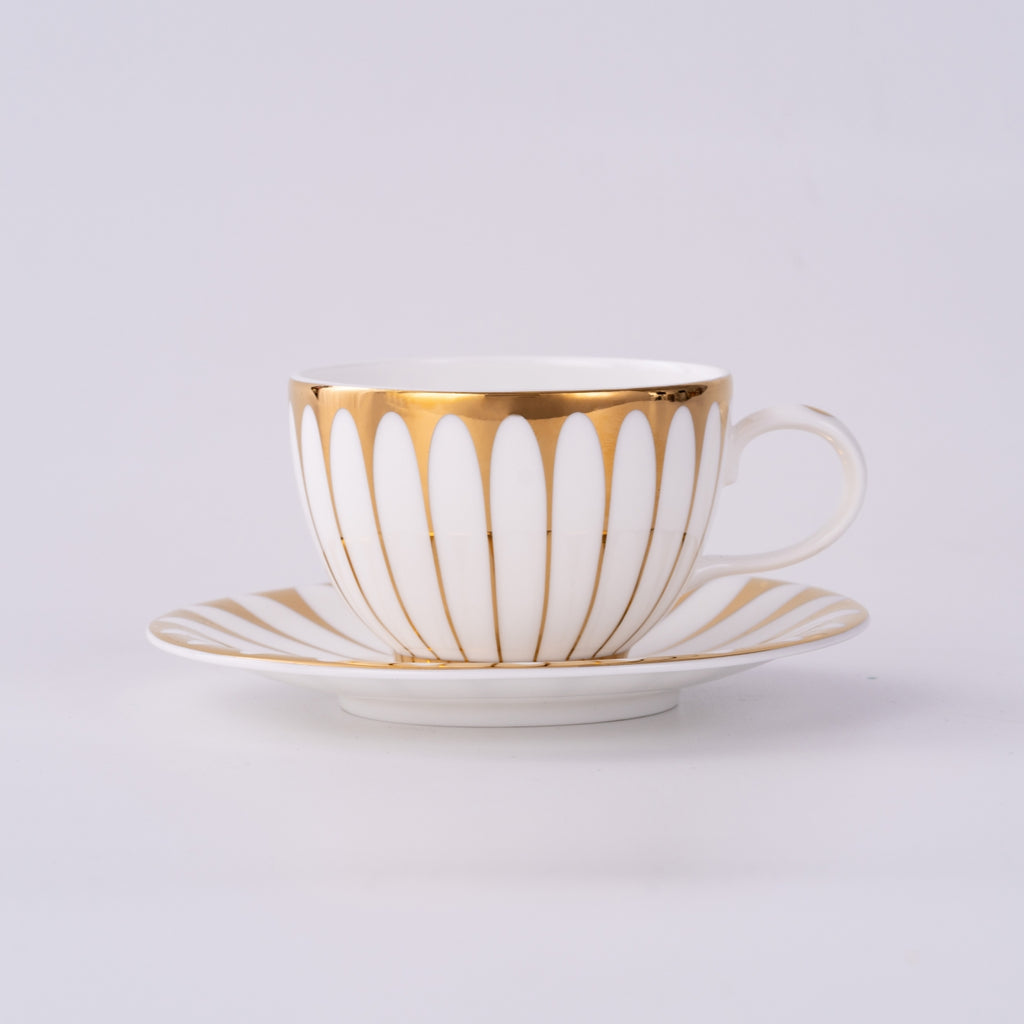 向日葵骨瓷杯碟套裝，6.76 液盎司（200毫升） 