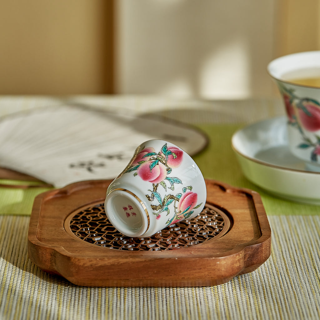 九桃吉祥九件組陶瓷茶具，六人份