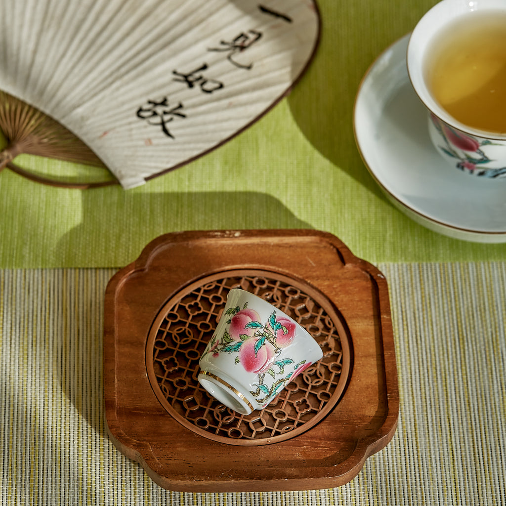 九桃吉祥九件組陶瓷茶具，六人份